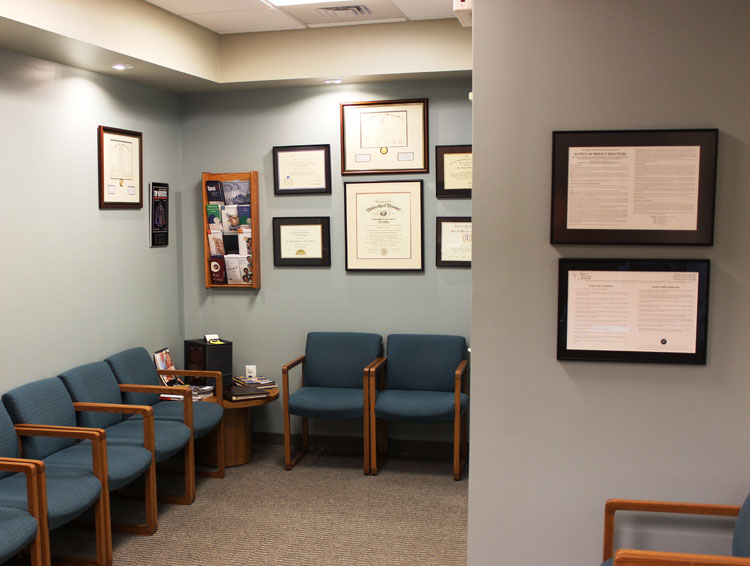 Reception and waiting area interior photo for Newton PA oral surgery center