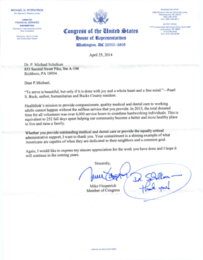Photo: Oral surgery thank you letter from a Congressman
