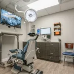 Patient chair and treatment room for Fort Washington PA oral surgery practice Oral & Maxillofacial Surgery Center